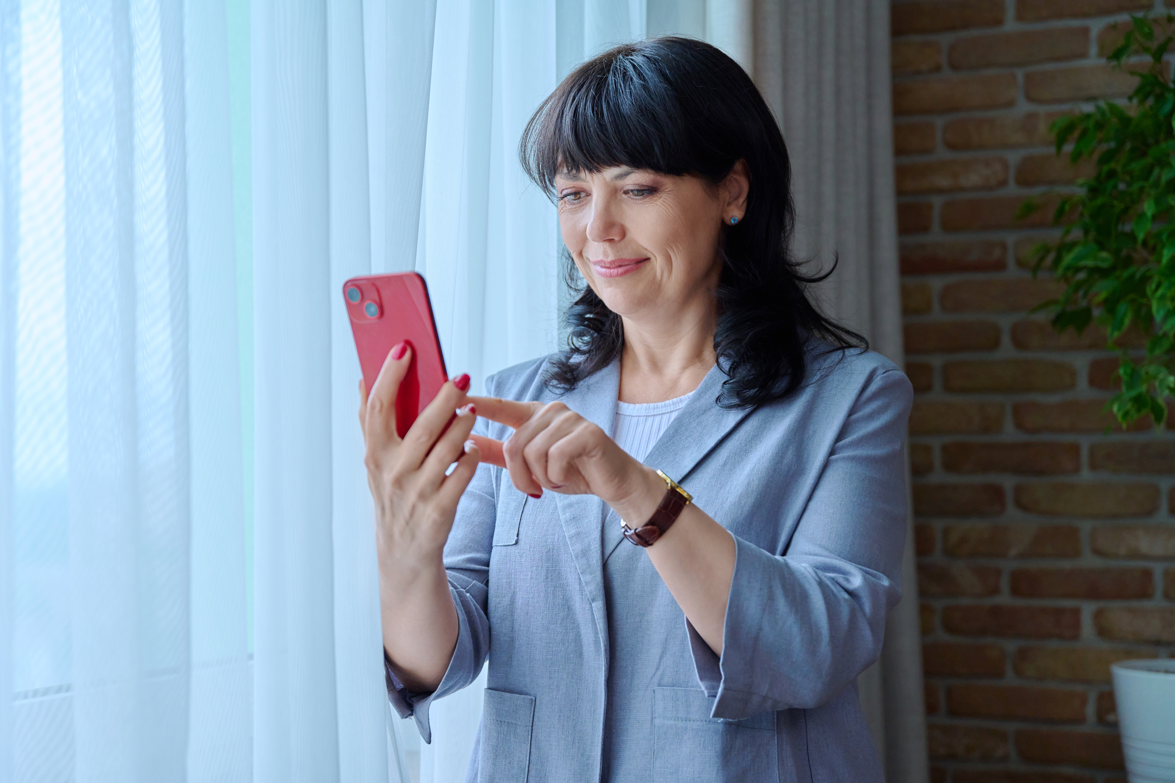 Woman completing review